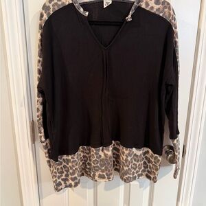 Sew In Love Black and Leopard Print Tunic